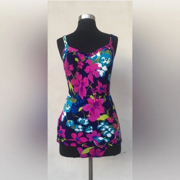 Vintage 1950s Chapter House Floral Pinup Bathing Suit VTG 10 (32) - Picture 2 of 11